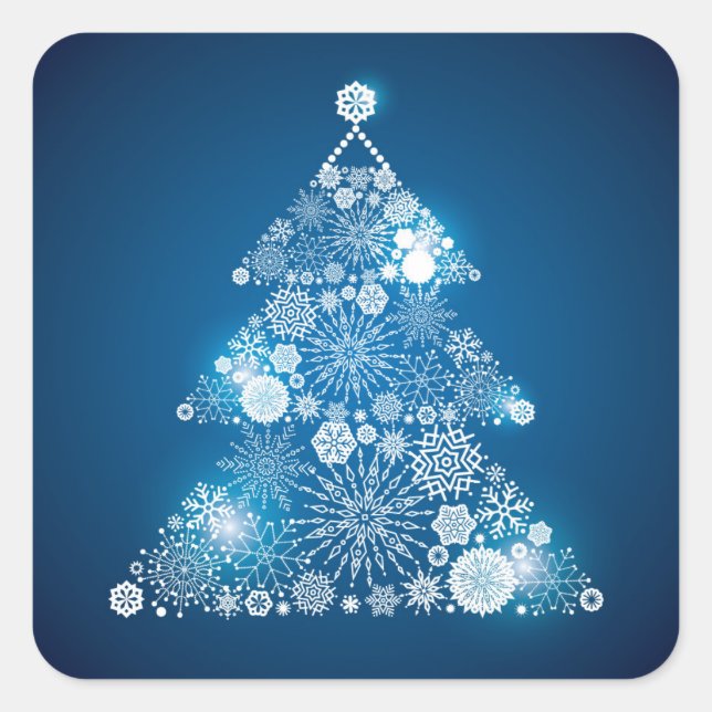 Carré Sticker de Noël Snowflakes Arbre (Devant)