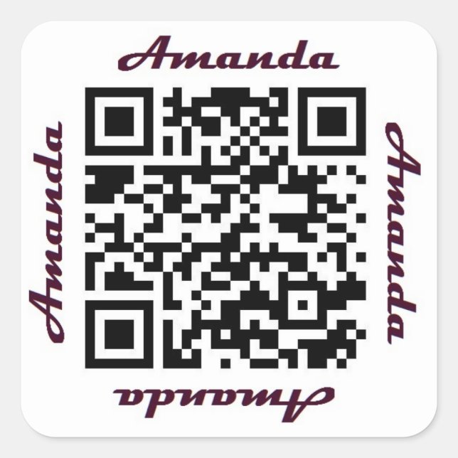 Carré Sticker de NOM personnalisé Amanda QR Code (Devant)