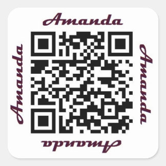 Carré Sticker de NOM personnalisé Amanda QR Code