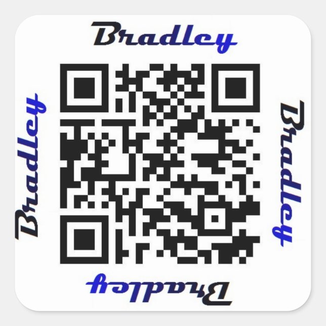 Carré Sticker de NOM personnalisé Brad (Bradley) QR Code (Devant)