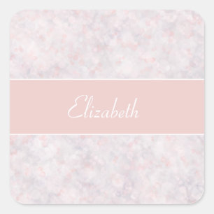 Carré Sticker de nom personnalisé pour le livre rose cla
