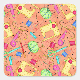 Carré Sticker de notes de couture orange