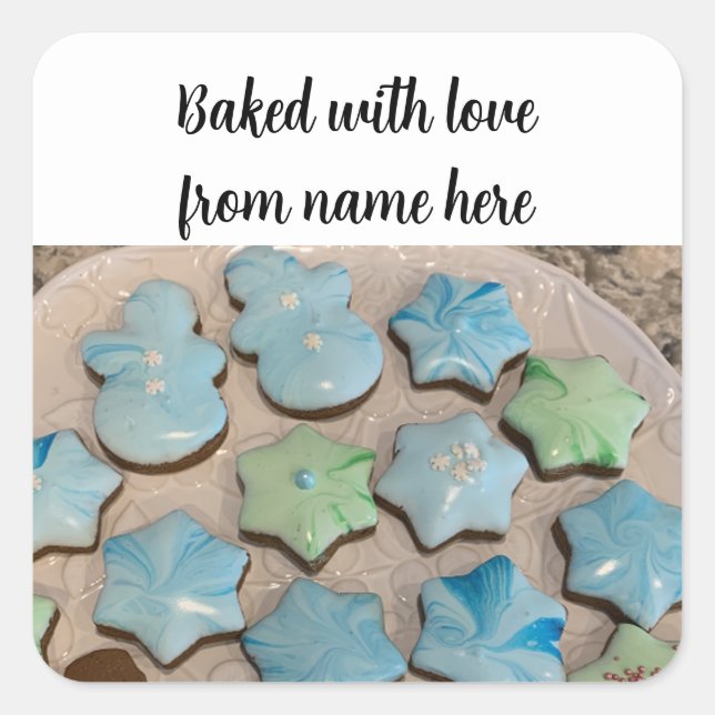 Carré Sticker de paquet de cookies de sucre de Noël (Devant)