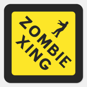 Carré Sticker de passage à niveau Zombie
