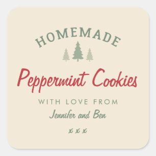Carré sticker de pâtisserie cadeau de Noël fait maison