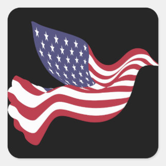 Carré Sticker de Peace Dove du drapeau américain
