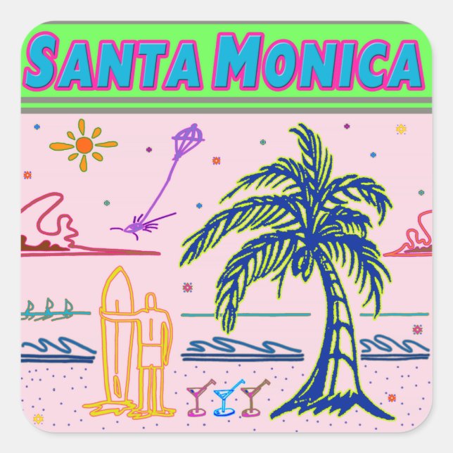 Carré Sticker de plage "Père Noël Monica" (Devant)