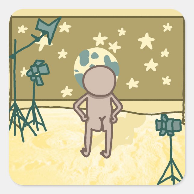 Carré Sticker de plaisanterie Fake Moon Landing (Devant)