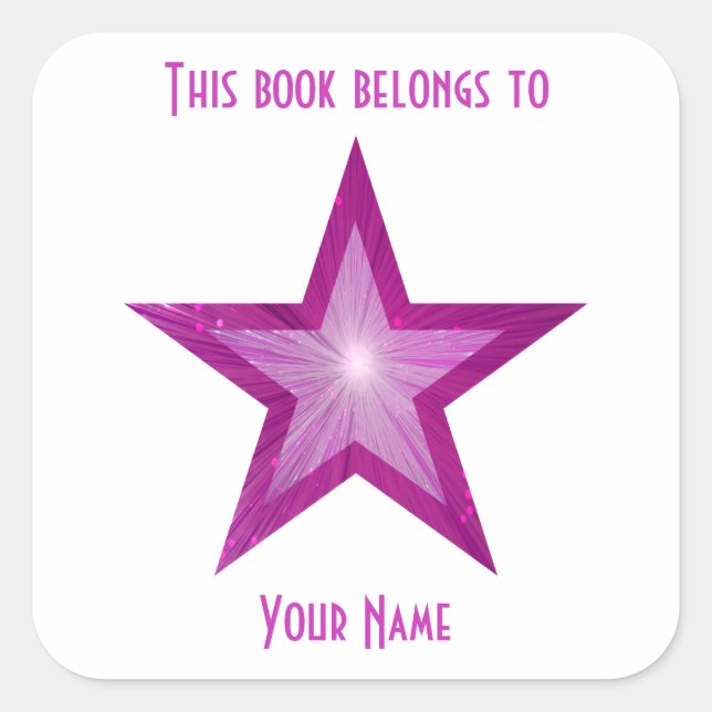Carré sticker de plaque rose Star blanc (Devant)