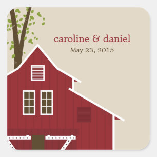 Carré Sticker de préférence de mariage de la grange rust
