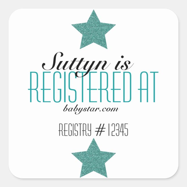 CARRÉ STICKER DE REGISTRE BABY SHOWER TWINKLE (Devant)