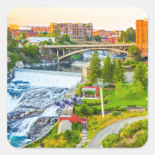 Carré Sticker de Spokane Falls Washington