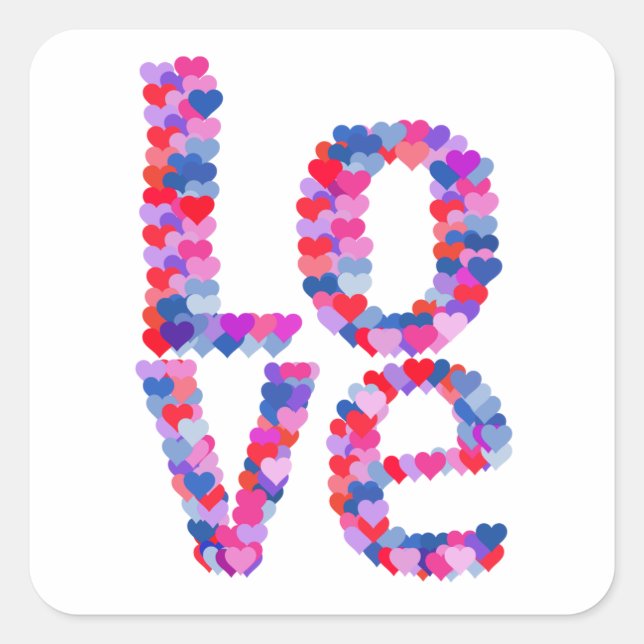 Carré Sticker de texte du coeur d'amour (Devant)