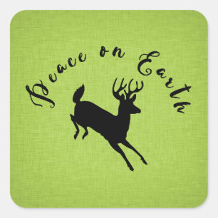 Carré Sticker de vacances Peace on Earth Deer Green Line