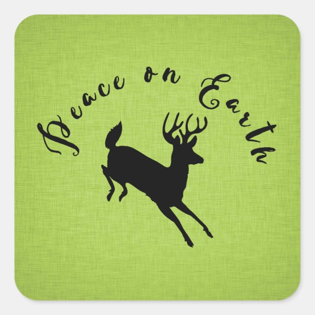 Carré Sticker de vacances Peace on Earth Deer Green Line (Devant)