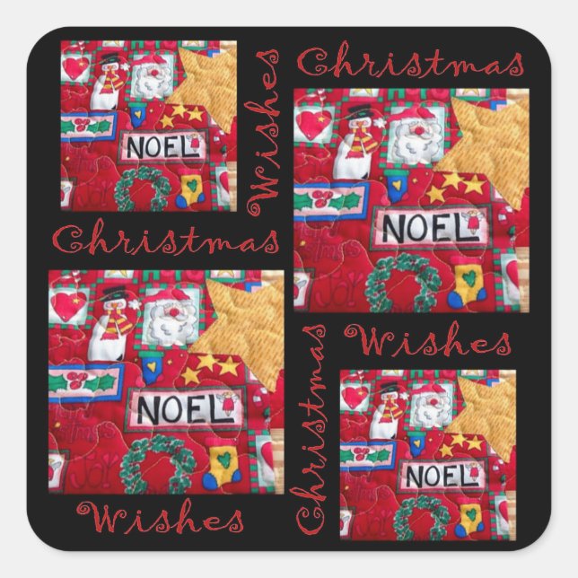 Carré Sticker de voeux de Noël dorés (Devant)