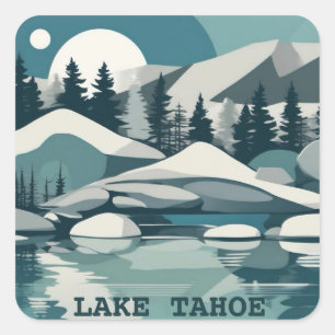 Carré Sticker d'été ou d'hiver du lac Tahoe