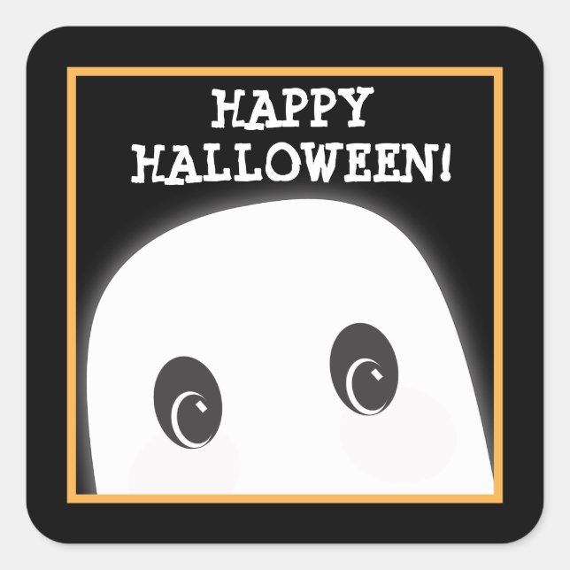 Carré Sticker d'Halloween Ghost Éffrayant personnalisabl (Devant)