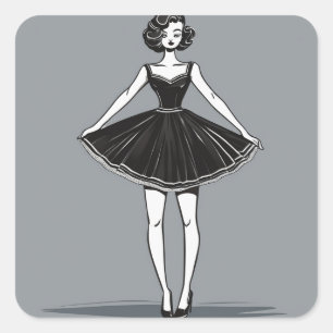 Carré Sticker d'illustration Vintage LBD