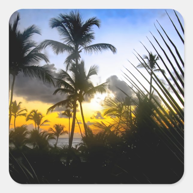 Carré Sticker d'impression Tropical Sunset (Devant)
