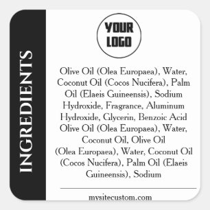 Carré Sticker d'ingrédients de produit noir blanc