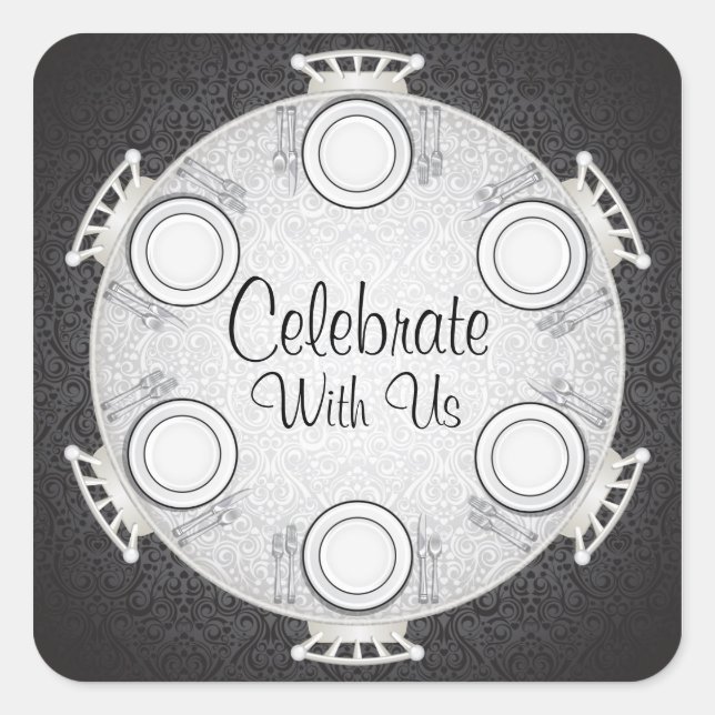 Carré Sticker d'invitation pour dîner officiel (Devant)