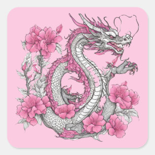 Carré Sticker Dragon Fleur