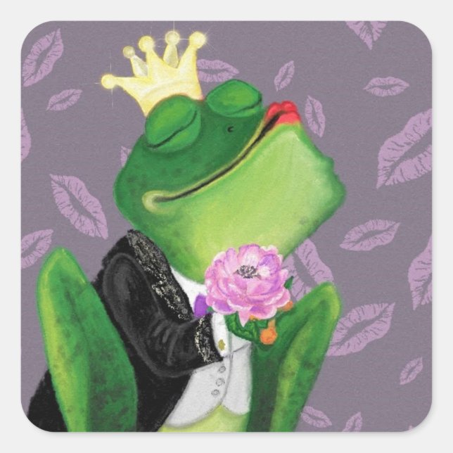 Carré Sticker drôle avec Prince de la grenouille (Devant)
