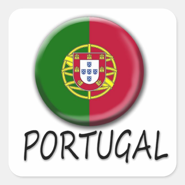Carré Sticker du drapeau du bouton Portugal (Devant)