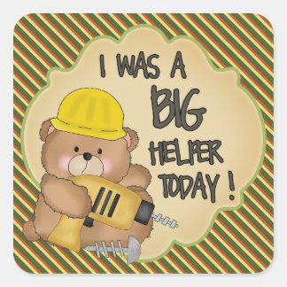 Carré Sticker du prix Big Helper de l'ours de constructi