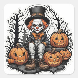 Carré Sticker éffrayant pour clown Halloween