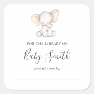 Carré Sticker éléphant plaque baby shower