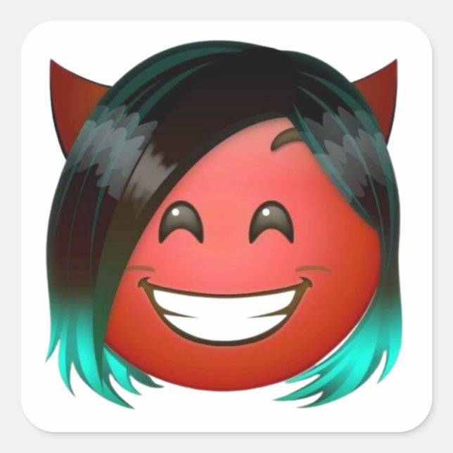 Carré : Sticker Emoji Diable Ludique (Devant)