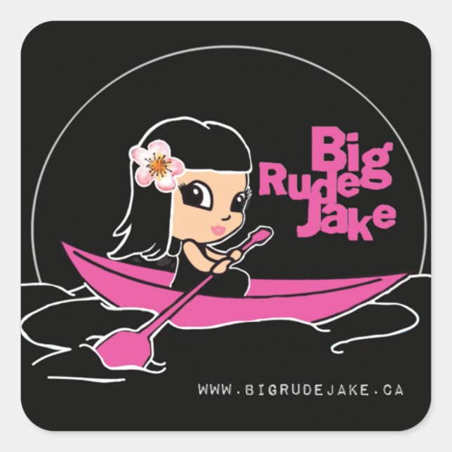 Carré Sticker en canoë rose Gros Rude Jake (Devant)
