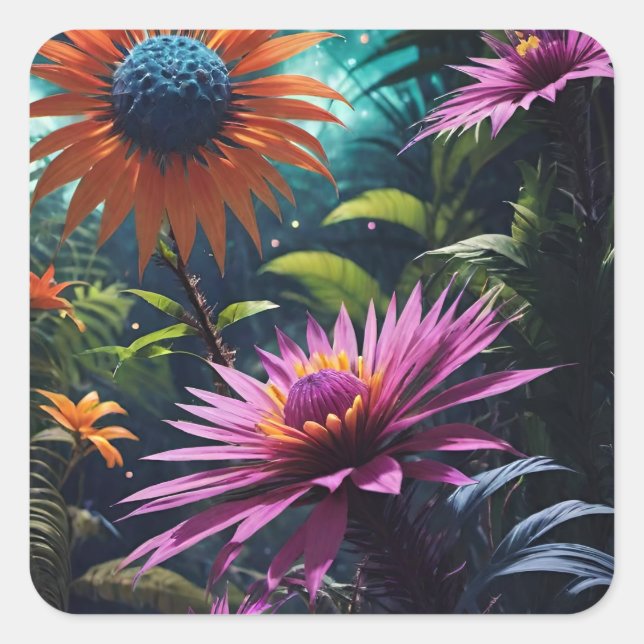 Carré Sticker en fleurs cosmiques (Devant)
