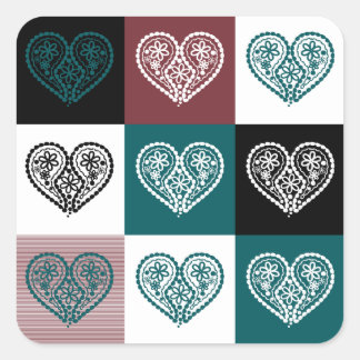 Carré Sticker en forme de coeur floral