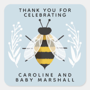 Carré Sticker en Merci Baby shower Blue Mama
