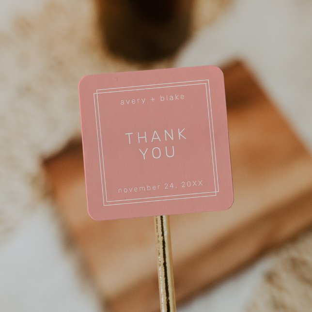Carré Sticker en Merci Mariage Bleu AVERT minimal (AVERY Minimal Blush Wedding Thank You Sticker)