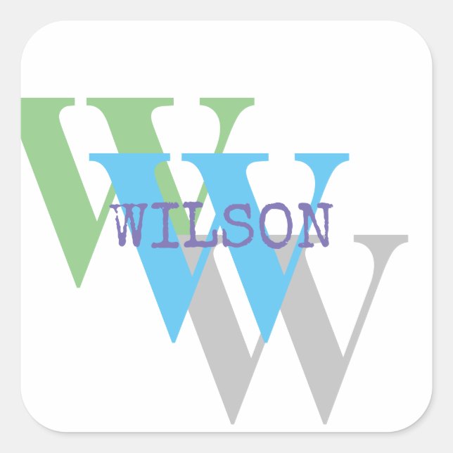 Carré Sticker en monogramme gris-blanc minimal (Devant)