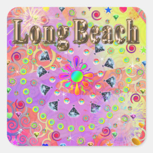 Carré Sticker en or Lucky Long Beach