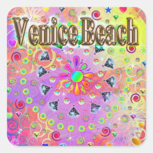 Carré Sticker en or Lucky Venice Beach