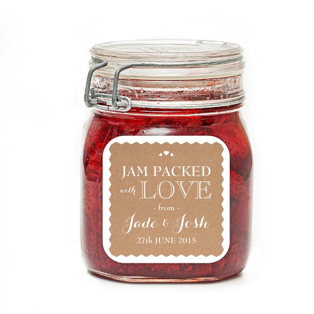 Carré Sticker en papier Kraft Coeurs mariage Favor Jam J (Créateur téléchargé)