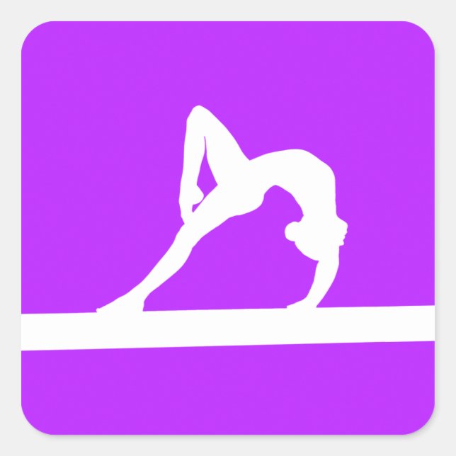Carré Sticker en silhouette de gymnaste violet (Devant)