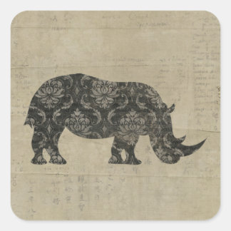 Carré Sticker en silhouette Rhinoceroses