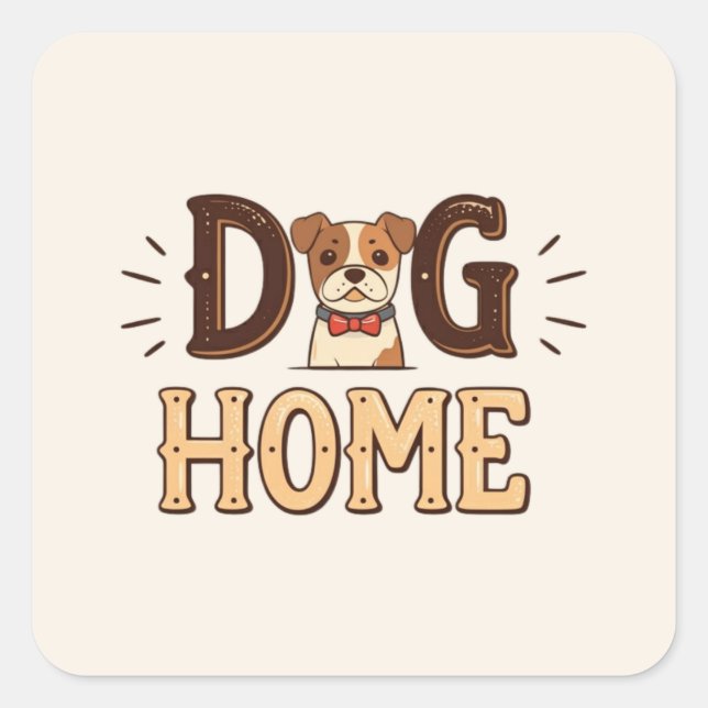 Carré Sticker en style texte pour chien (Devant)
