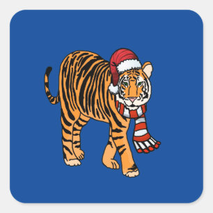 Carré Sticker en tigre de Noël