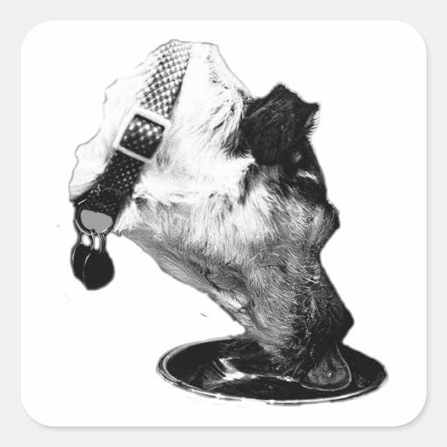 Carré Sticker en vinyle mélangé Terrier de soif (Devant)