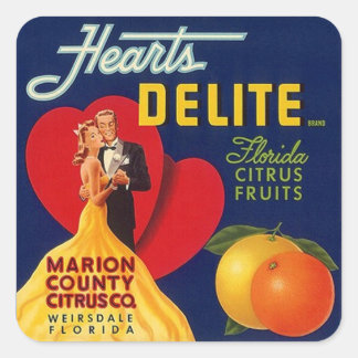 Carré Sticker Et Coeurs Vintages Couple Dance Fruit Cate