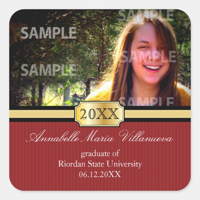 Carré Sticker Faire-part de graduation de la bande de bo (Devant)