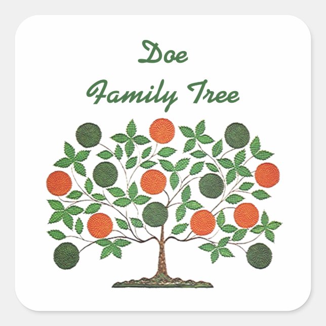 Carré Sticker Family Tree Généalogie Scrapbooking Craft (Devant)